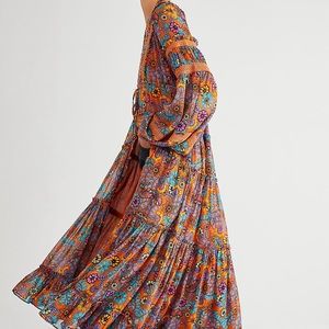 Free People Cassis Printed Chiffon Dress - NWT